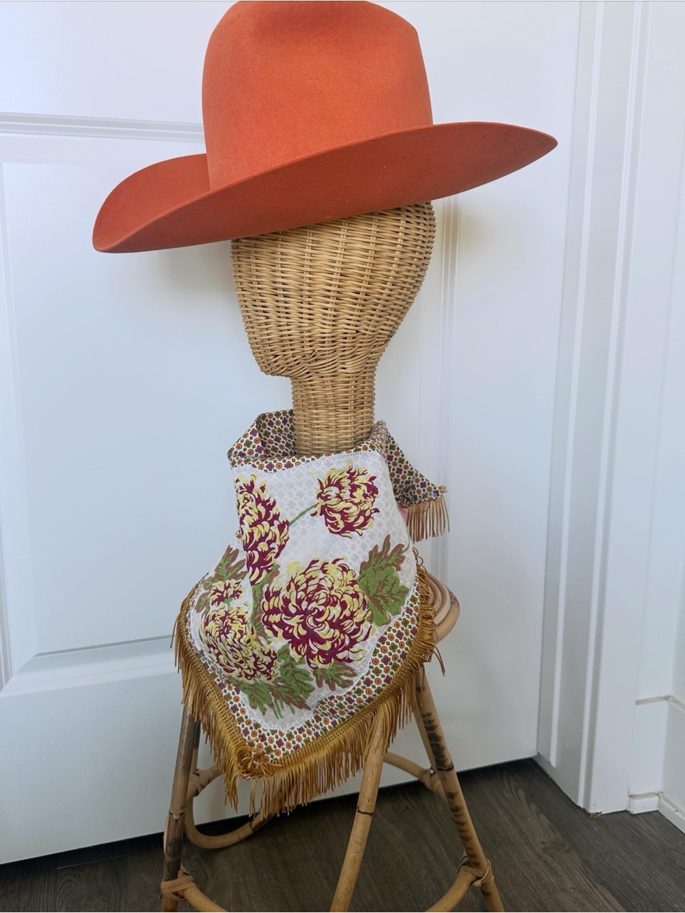 Fringe flower cowgirl scarf